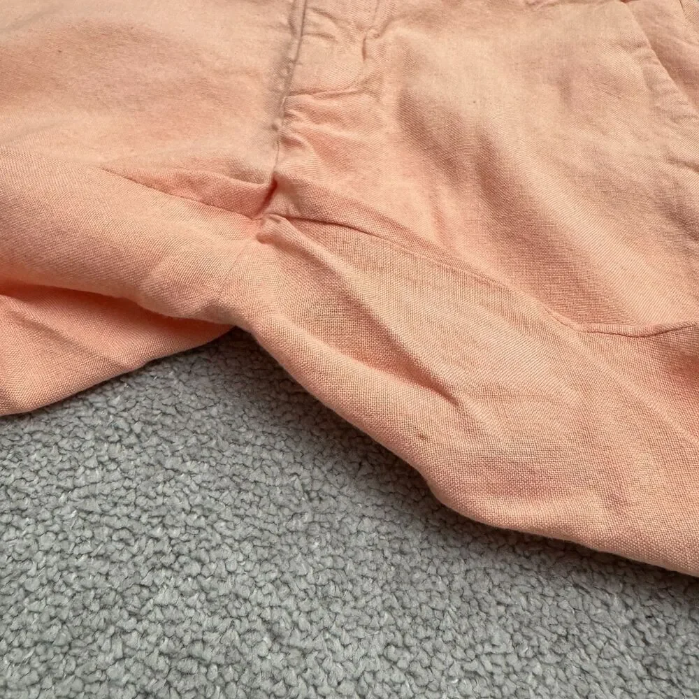 Zara Woman Linen Blend Wide Leg Chino Pants Women XS Peach Summer Lightweight